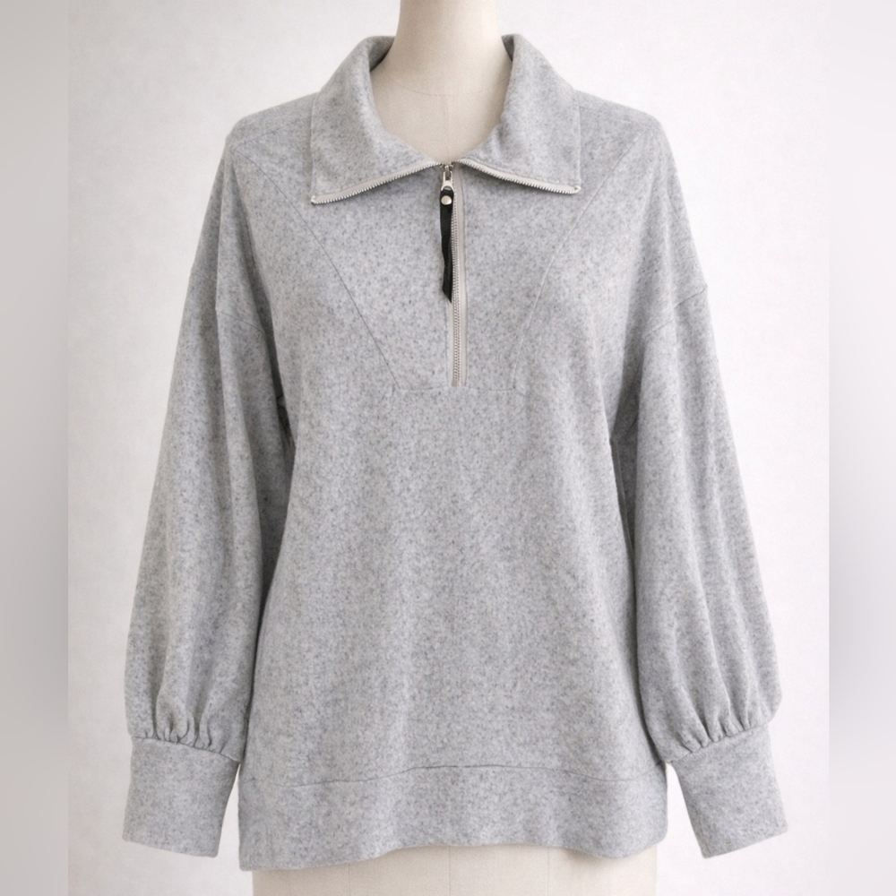 Parker & Quinn 1/3 Zip Sweatshirt – Gray‎ | Bishop Sleeve Pullover (M)